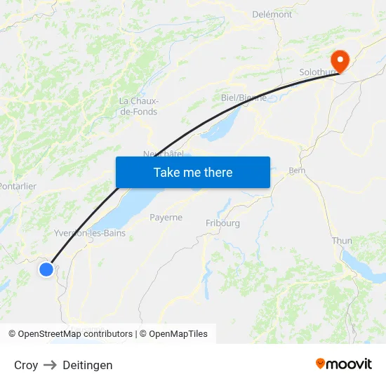 Croy to Deitingen map