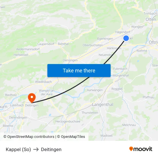 Kappel (So) to Deitingen map