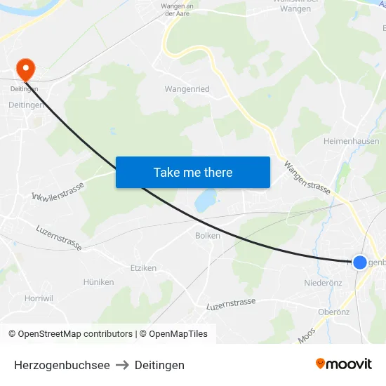 Herzogenbuchsee to Deitingen map