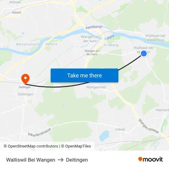 Walliswil Bei Wangen to Deitingen map