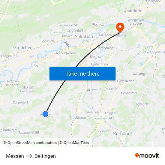 Messen to Deitingen map