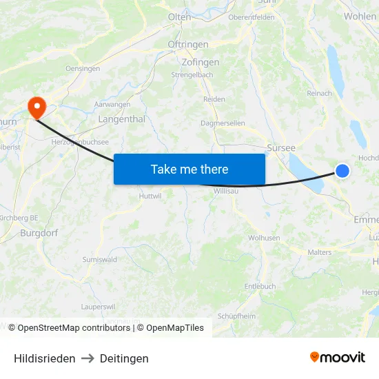 Hildisrieden to Deitingen map