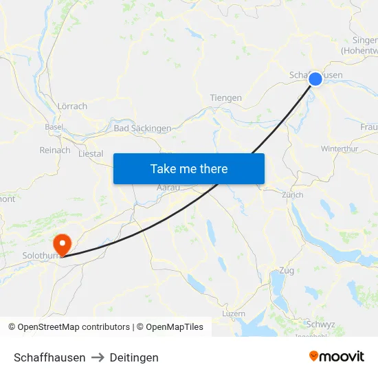 Schaffhausen to Deitingen map