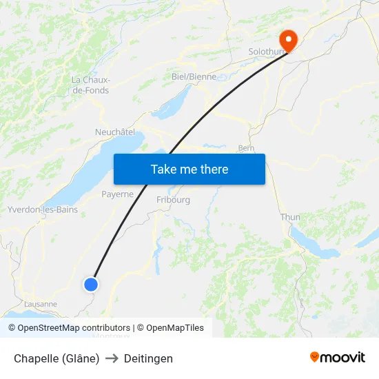 Chapelle (Glâne) to Deitingen map