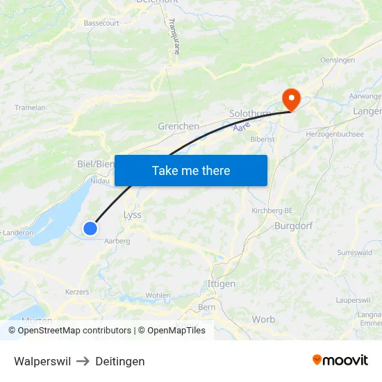 Walperswil to Deitingen map