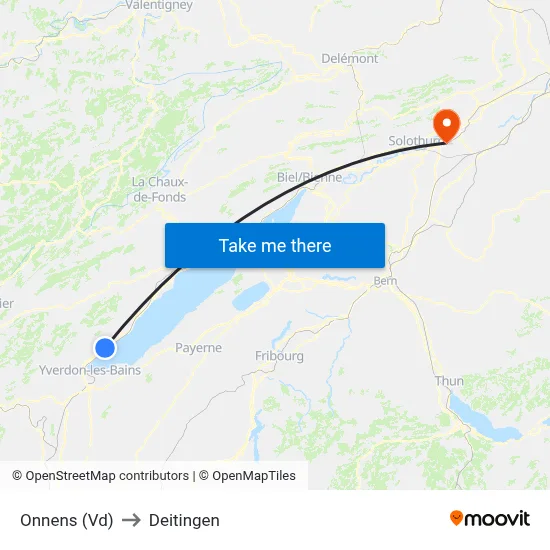 Onnens (Vd) to Deitingen map