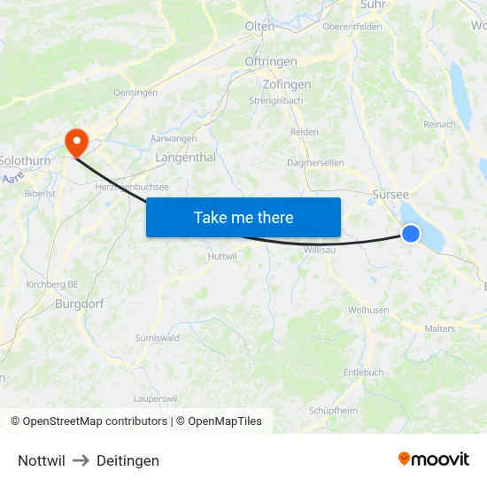 Nottwil to Deitingen map