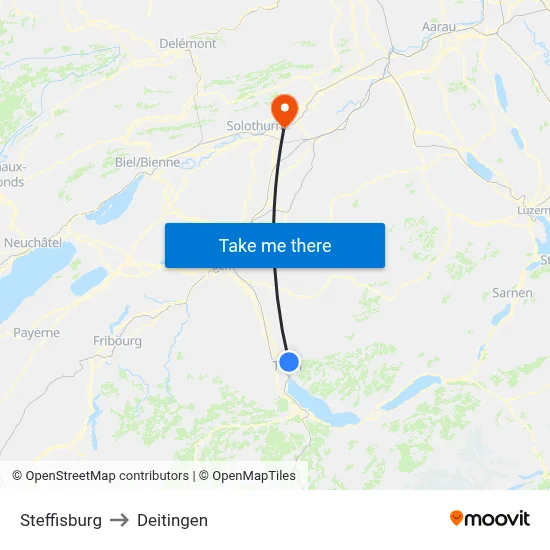Steffisburg to Deitingen map