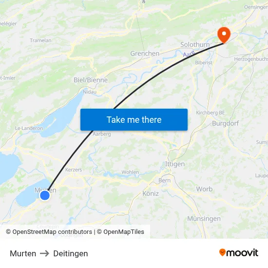 Murten to Deitingen map