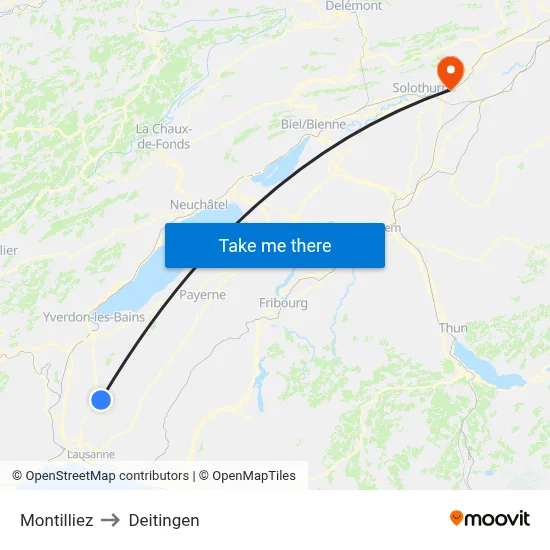 Montilliez to Deitingen map