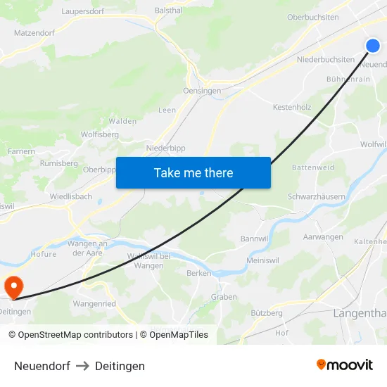 Neuendorf to Deitingen map