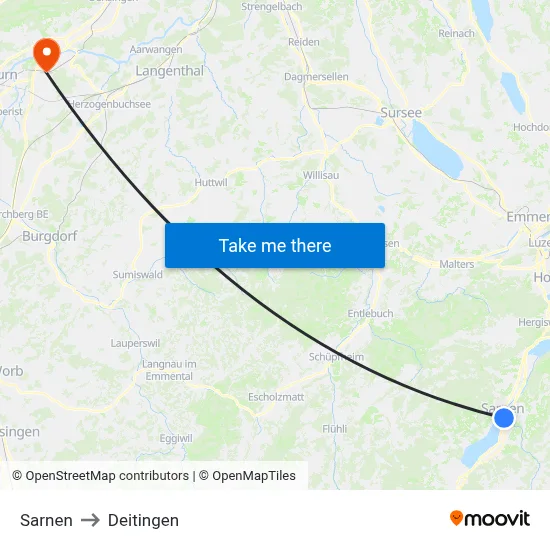 Sarnen to Deitingen map