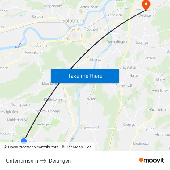 Unterramsern to Deitingen map