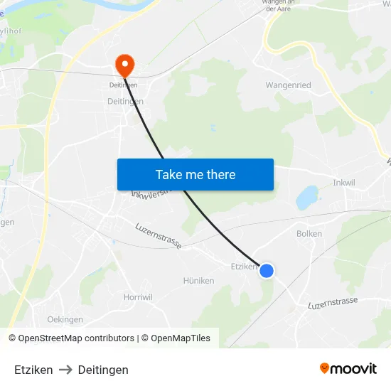 Etziken to Deitingen map