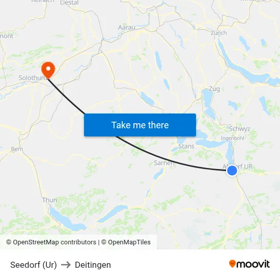 Seedorf (Ur) to Deitingen map