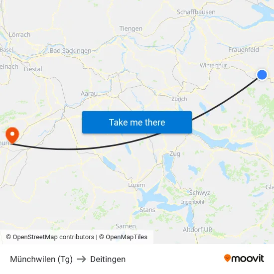 Münchwilen (Tg) to Deitingen map