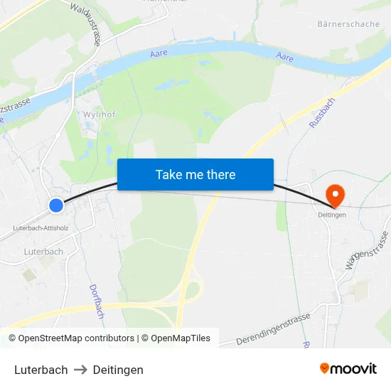 Luterbach to Deitingen map
