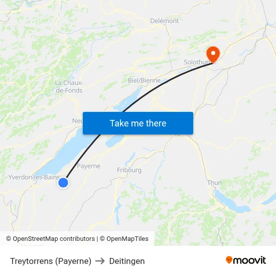 Treytorrens (Payerne) to Deitingen map
