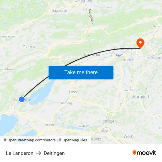 Le Landeron to Deitingen map