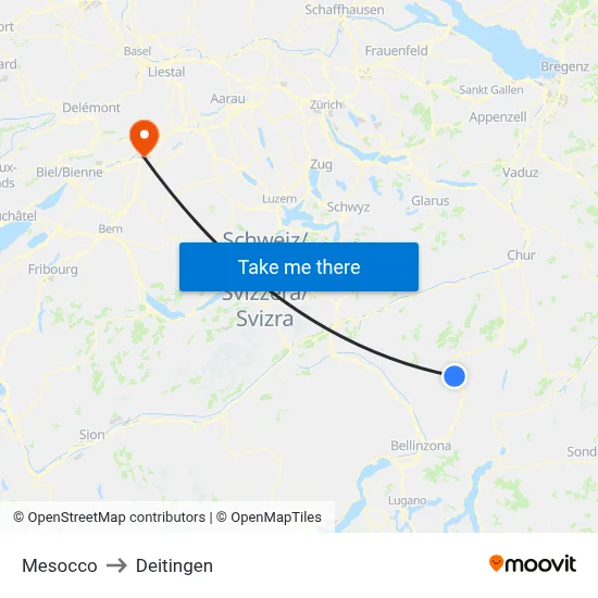 Mesocco to Deitingen map