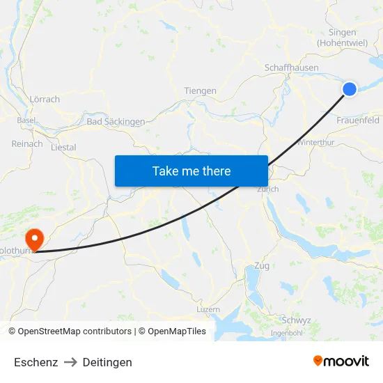 Eschenz to Deitingen map