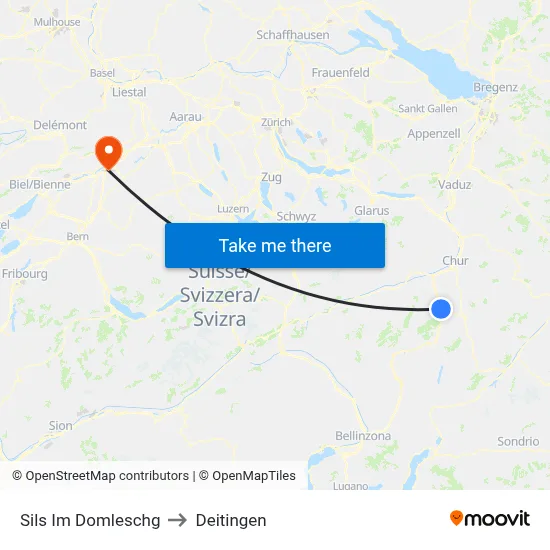 Sils Im Domleschg to Deitingen map