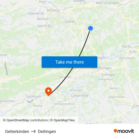 Gelterkinden to Deitingen map