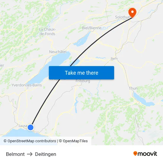 Belmont to Deitingen map