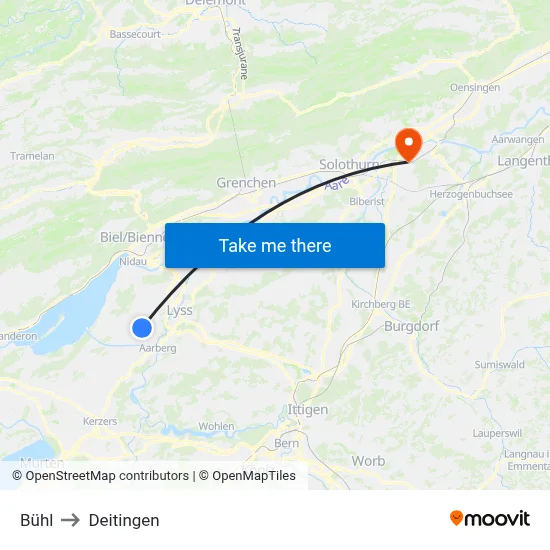 Bühl to Deitingen map