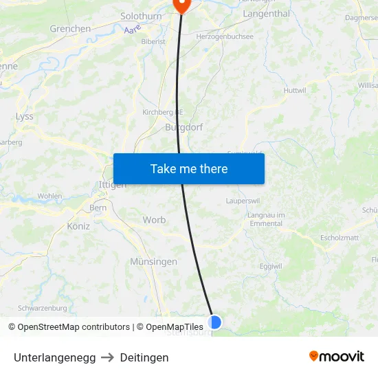 Unterlangenegg to Deitingen map