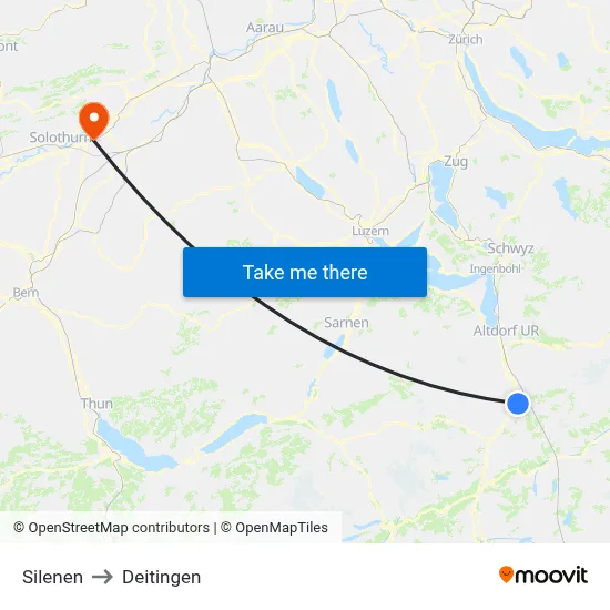 Silenen to Deitingen map