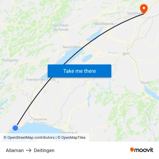 Allaman to Deitingen map