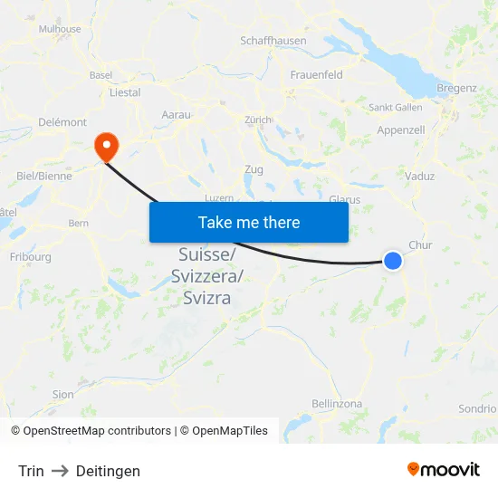 Trin to Deitingen map
