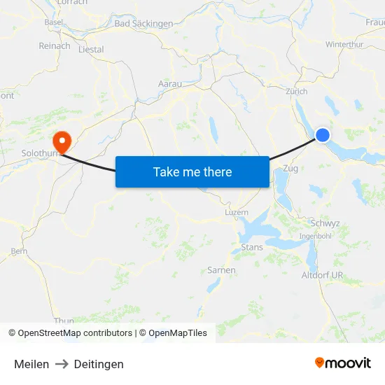 Meilen to Deitingen map