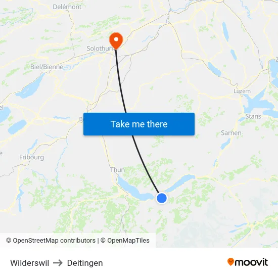 Wilderswil to Deitingen map