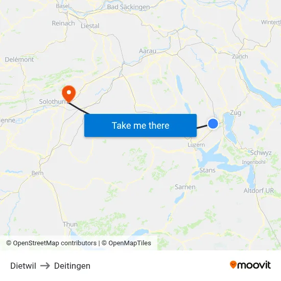 Dietwil to Deitingen map