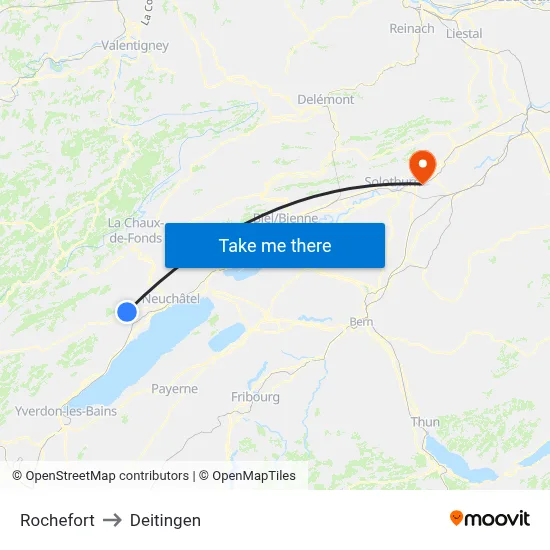 Rochefort to Deitingen map