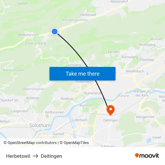 Herbetswil to Deitingen map