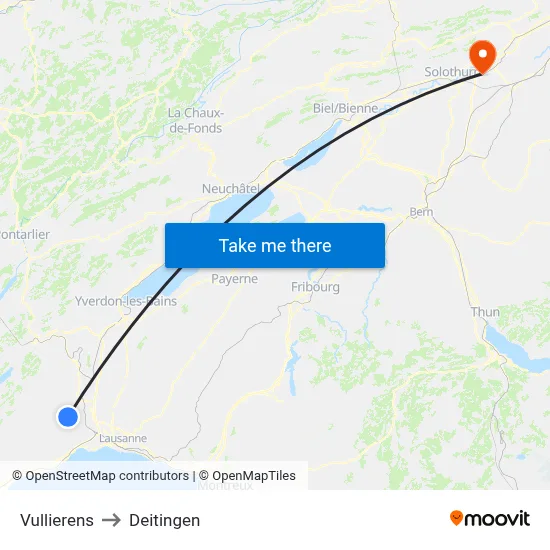 Vullierens to Deitingen map