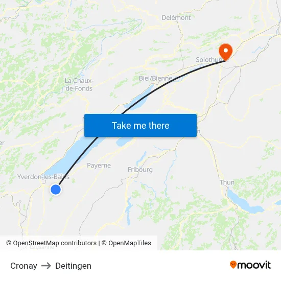 Cronay to Deitingen map