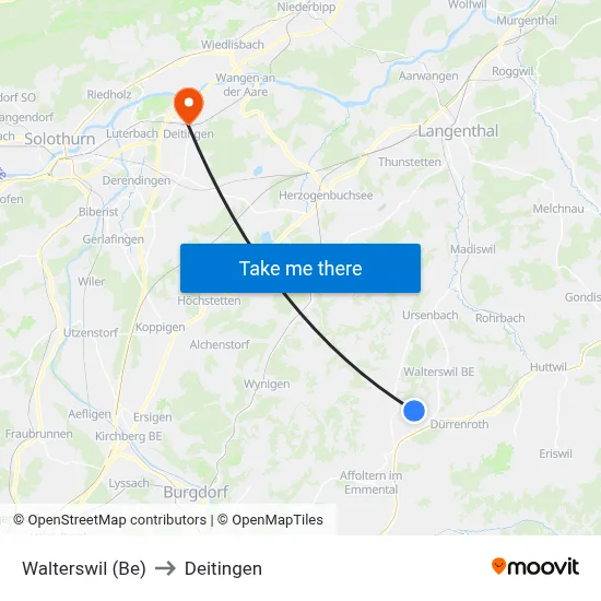 Walterswil (Be) to Deitingen map