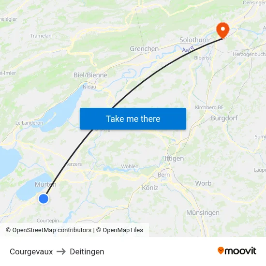 Courgevaux to Deitingen map