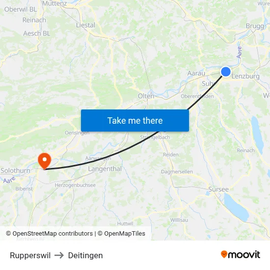 Rupperswil to Deitingen map