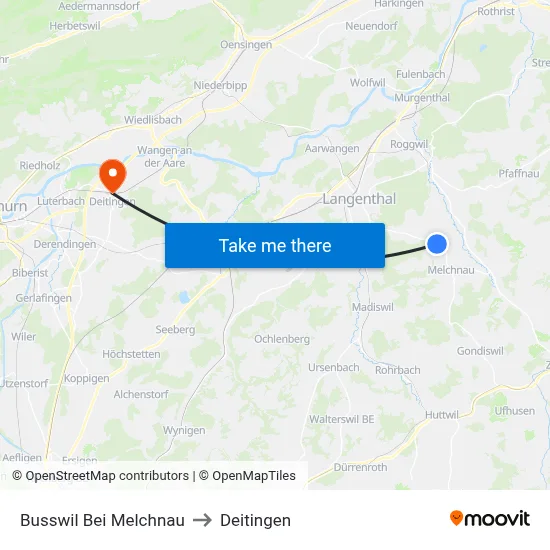 Busswil Bei Melchnau to Deitingen map