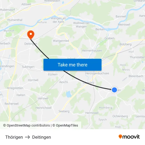 Thörigen to Deitingen map