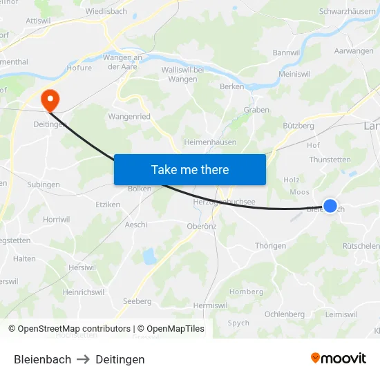 Bleienbach to Deitingen map