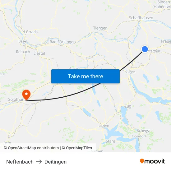 Neftenbach to Deitingen map