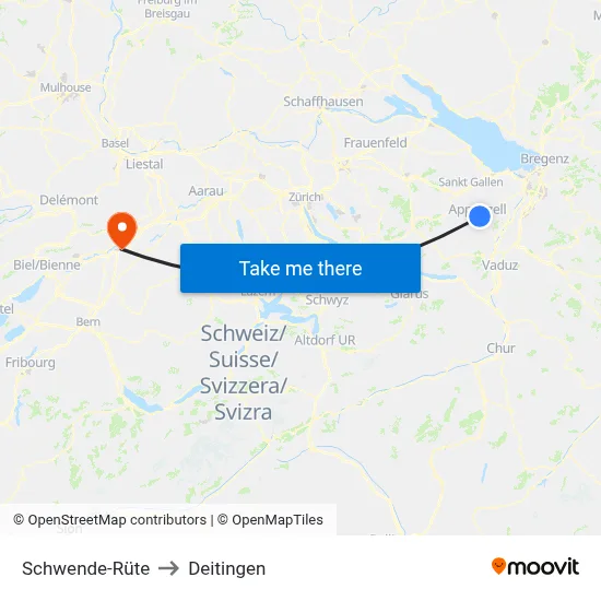 Schwende-Rüte to Deitingen map