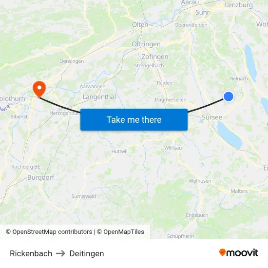 Rickenbach to Deitingen map