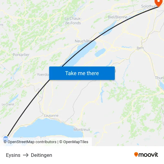 Eysins to Deitingen map